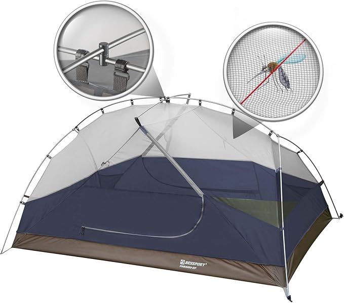 Bessport Camping Tent for 2-3 Person Lightweight Backpacking Tent Waterproof Windproof Two Doors Easy Setup Double Layer Outdoor Tents for 3 to 4 Seasons Suitable for OutdoorHikingCamping