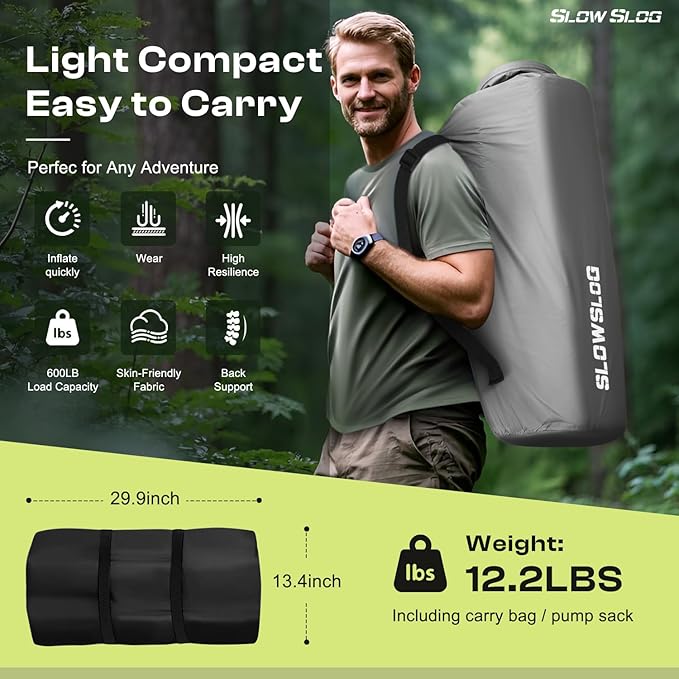 Self-Inflating Sleeping Pad with Portable Electric Air Pump 4in Thick Memory Foam Camping Mattress for Tent Cot &amp Car Travel Fast Inflate &amp Deflate Camping Pad