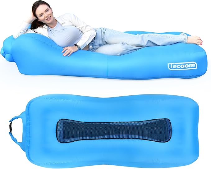 Tecoom Inflatable Lounger Couch Sun Air Sofa Hammock Waterproof Blow up Beach Chair 2 Person Glamping Accessories for Camping Hiking Traveling Movies Night Music Festival Indoor Outdoor Matches