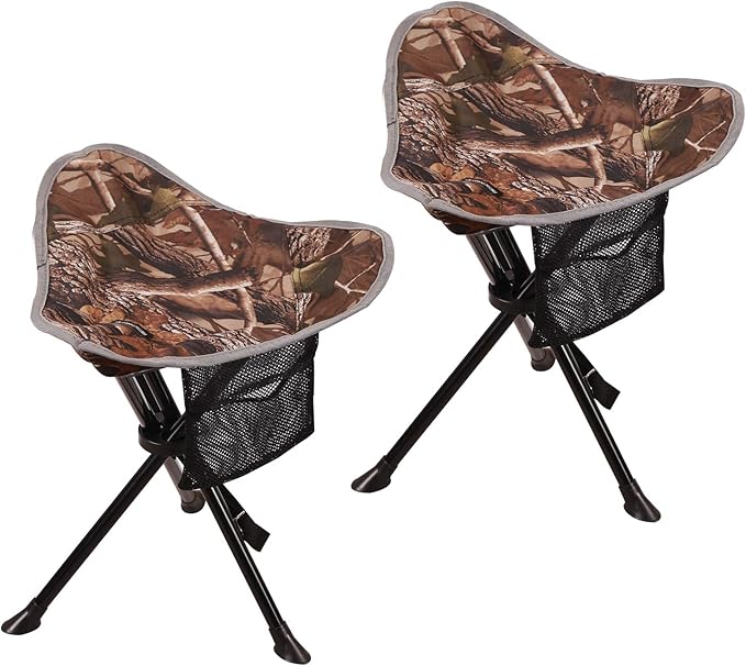 REDCAMP 2 Pack Folding Tripod Stools for Adults Lightweight Portable Camping Stools for Blinds Small Tripod Chairs for Fishing Backpacking Travel