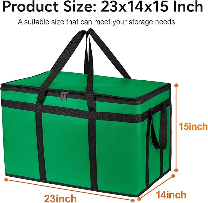 Bodaon Large 2-Pack Insulated Food Delivery Bag With Hard Bottom XXXL Grocery Shopping/Catering/Bags Rideshare Delivery Bag Cold/Hot Styrofoam Carrier for Travel/Car