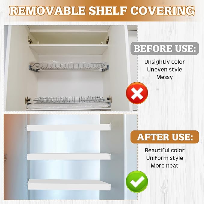 Hoolerry 3 Pcs 33 x 16 Inch Foamed PVC Wire Rack Covers for Removable Closet Decoration(Not Wood) Don't Bear Too Much Weight Pantry Shelves Covers for Bathroom Kitchen Shelving(White