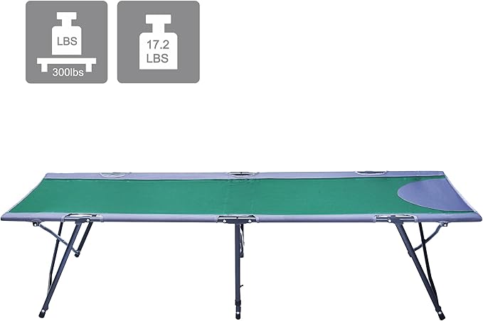 Portal Folding Camping Cot Portable Cot Bed for Adults Outdoor Bed Camp Cots for Sleeping with Carry Bag for Home Travel Office Beach Support up to 300lbs Green