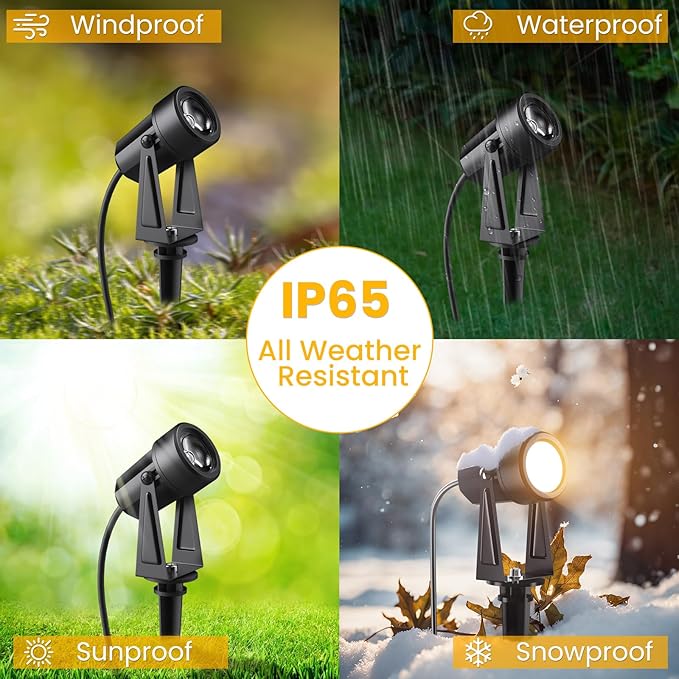 Low Voltage Landscape Lighting4 Pack Outdoor LED Landscape Spotlights with Transformer 27V Garden Lights Pathway Lights IP65 Waterproof 3000K Warm White