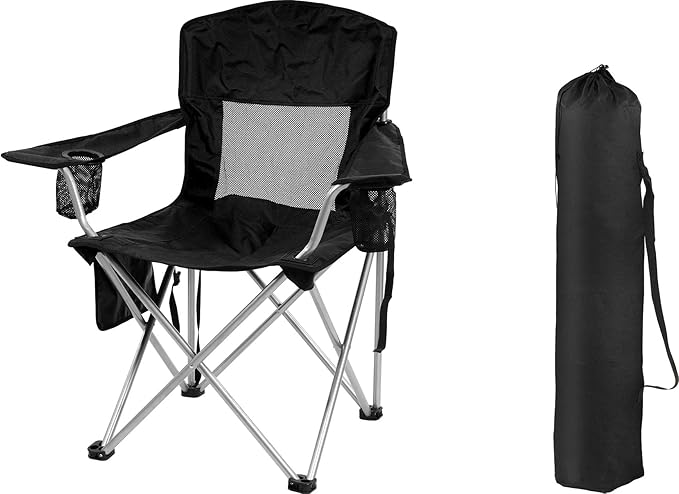 Hexago Camping Chair Portable Folding Outdoor Chair with Armrests Cup Holders &amp Carry Bag Heavy Duty Lawn Chair for Camping
