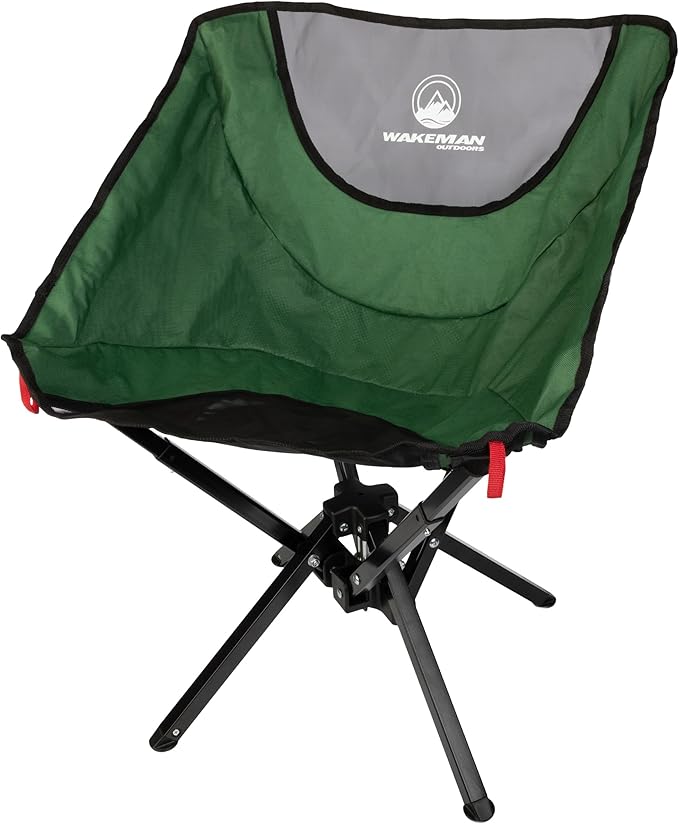 Portable Camping Chair - Compact and Foldable Chair - Lightweight Backpacking Chair with Carrying Bag - Backpacking Gear by Wakeman Outdoors (Green)