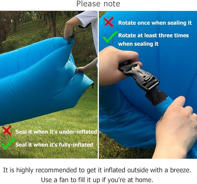 Inflatable Lounger Air Chair Sofa Bed Sleeping Bag Couch for Beach Camping Lake Garden (Green02)