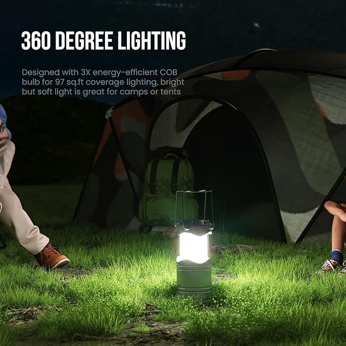Lichamp LED Camping Lantern 4 Pack Battery Powered Flashlight for Power Outages Portable Collapsible Hanging Light Essential for Home Outdoor Emergency Lamp Survival Kit Gear for Hurricane Gray