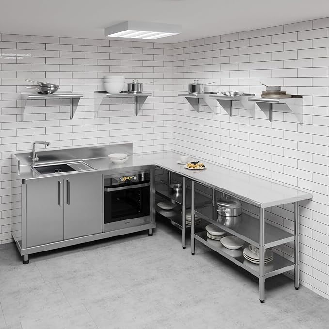 AmGood 12 X 16 Stainless Steel Wall Shelf | Metal Shelving | Garage Laundry Storage Utility Room | Restaurant Commercial Kitchen | NSF