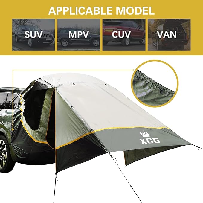 SUV Tent Car Awning UPF 50++ with Portable Waterproof Storage Bag Tear-Resistant Large Space Good Vision Smooth Ventilation Suitable for Outdoor Beach Camping Auto Canopy Shade…