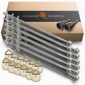 GROUNDGRABBA Screw in Tent Stake for Normal to Hard Ground | Premium Drill Driven Ground Anchor Earth Screws | 12X Pro I Stakes (1.5 Foot) 12X GroundGrabba Closed Hooks 1X 5/8 Hex Socket Driver