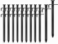 Cheardia 20 Pack Tent Stakes Heavy Duty 7.8 Inch Outdoor Camping Pegs Stakes Black Metal Ground Stakes Spikes for Tent Tarp Canopy Unbreakable and Inflexible