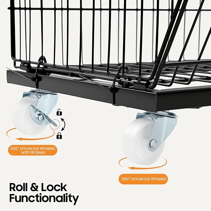 5 Tier Retail Display Rack Snack Organizer Stand with Wheels Candy Potato Chip Metal Wire Display Shelf CartSnack Rack for Supermarket and Home Kitchen Black