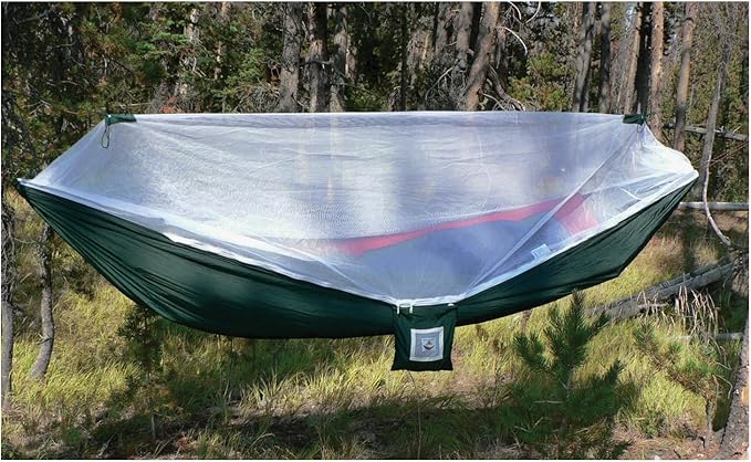 Hammock Bliss Mosquito Free Hammock Bliss – Camping Hammock with Bug Screen Mossy Netting Canopy - Integrated Suspension 100' / 250 cm Rope Per Side - Make Hammock Camping A Bug Free Experience