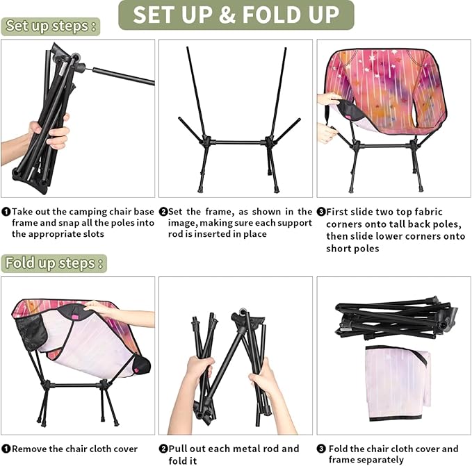 Honeybaby Folding Camping Chair Watercolor Star Rainbow Camping Chairs Lightweight Portable Chair Outdoor Foldable Chairs for Camping Travel Picnic Beach Hiking