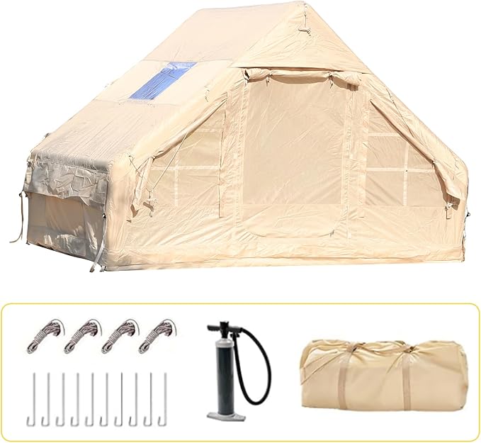 Inflatable Tent for Camping4/6 Person Blow Up Air Glamping Room Tent House with Stove