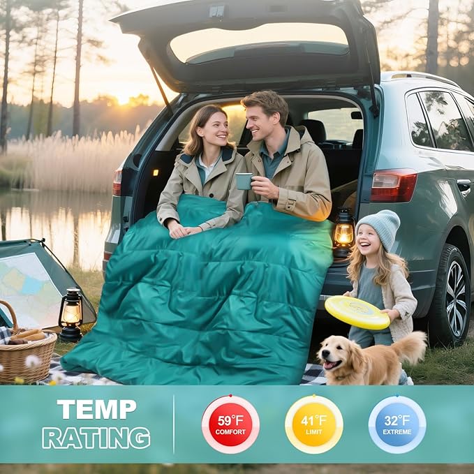 AGEMORE Cotton Flannel Double Sleeping Bag for Camping Backpacking Or Hiking. Queen Size 2 Person Waterproof Sleeping Bag for Adults Or Teens. Lightweight with Compression Sack