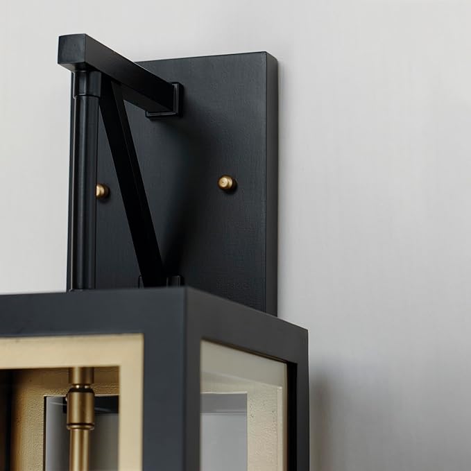 Maxim Lighting 30054CLBKGLD I Neoclass Collection 18 Inch Two Light Outdoor Wall Sconce I Black &amp Gold Finish I Modern Contemporary Light Fixture I