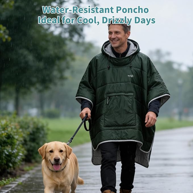 Tentock Wearable Blanket Sleeping Bag Waterproof &amp Machine Washable Poncho with Hood for Stadium Camping Wheelchair Use
