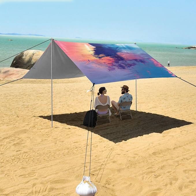 Camping Sun Shelters Fishing Boat Heading Out to Sea Beach Canopy 126 * 110.2in