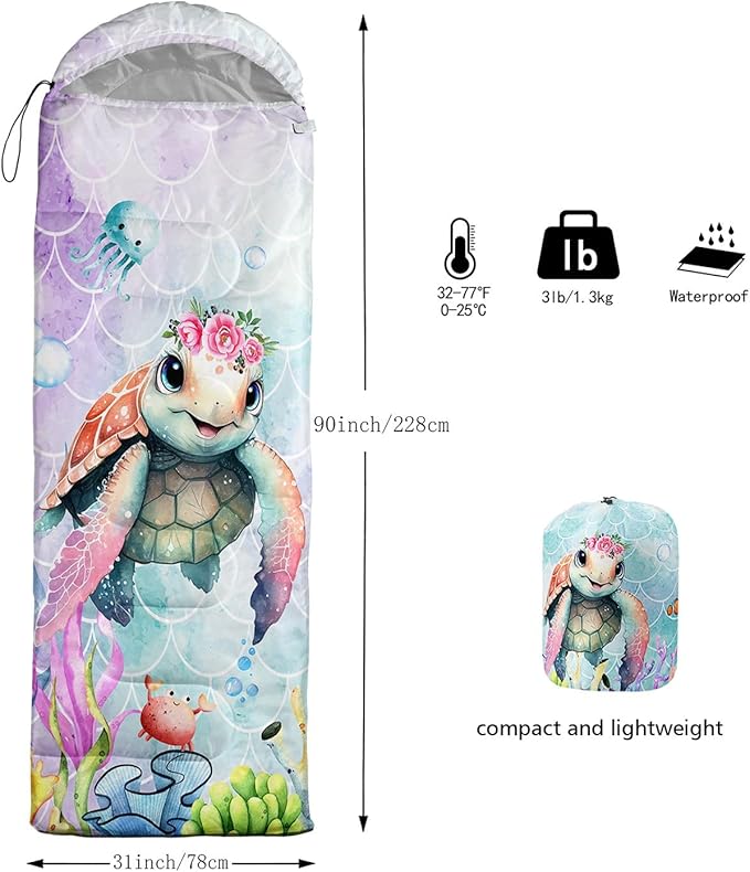 Kids Sleeping Bag for Boys GirlsCheckerboard Cat Print-Lightweight Warm Portable Outdoor Indoor-Waterproof Cold Weather Resistant Sleeping Bag for Camping Hiking