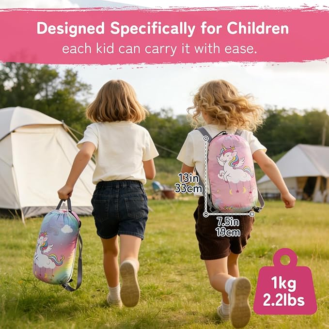 tuphen Kids Sleeping Bag - 50-77℉ 3-Season Waterproof Sleeping Bag for Boys &amp Girls Lightweight 2.2 lbs Camping Gear with Compression Bag Ideal for Camping Hiking Indoor