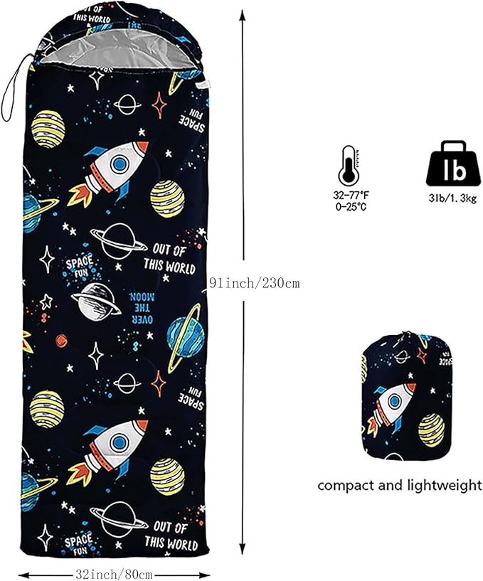 Kids Sleeping Bag for Boys GirlsCute Puppy Print-Lightweight Warm Portable Outdoor Indoor-Waterproof Cold Weather Resistant Sleeping Bag for Camping Hiking