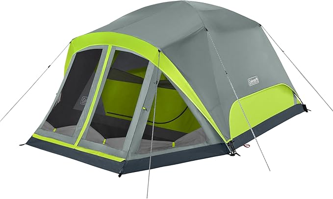 Coleman Skydome Camping Tent with Screened Porch &amp 5-Minute Setup Weatherproof 4/6/8 Person Tent with Rainfly &amp Carry Bag Made of PFAS-Free Materials