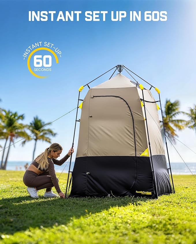 FanttikOutdoor Zeta A1 Pro Shower Tent 1 Rooms Portable Privacy Shelter for Shower &amp Dressing Instant Setup in 60 Seconds with Rainfly &amp Windproof Ideal for Camping &amp Hiking Fishing B