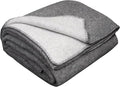 LYHome Merino Wool Blanket - Outdoor Camping and Hiking Throw Extra Warm Army Military &amp Hunting Blankets for Cold Weather Warmest Plaid Sheep Wool (51 x 67 in | Gray - Light Gray Double-Sided)
