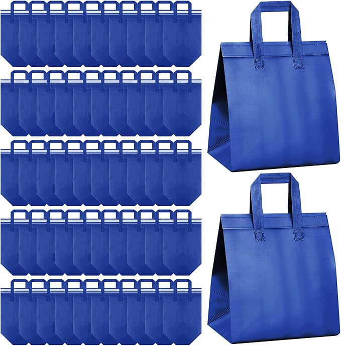 Hushee 200 Pcs Insulated Take out Bags Bulk Thermal Insulation Take Away Bags Disposable 10.24x11.02x6.69 Inch for Grocery Lunch Hot Cold Frozen Food Delivery Shipping Cooler(Blue)