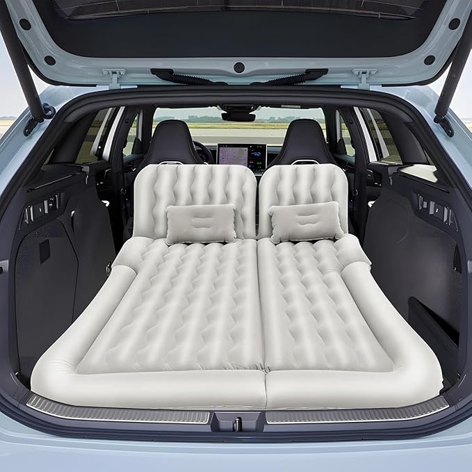 SUV Air Mattress for Tesla Model X 2016-2020 Thickened and Double-Sided Flocking Travel Camping Bed Mobile Cushion Inflatable Bed for SUV Trunk and Rear SeatBlue