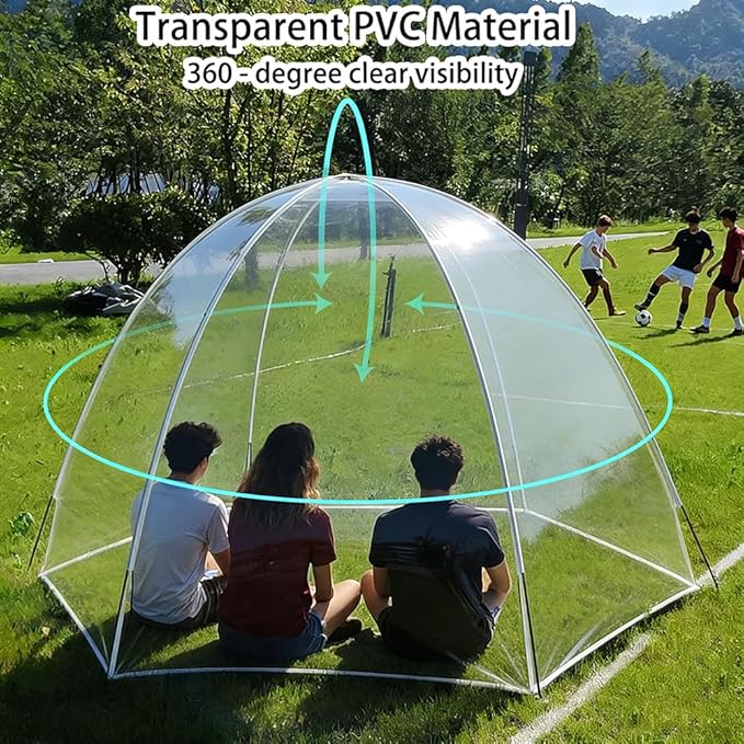 2 Person Transparent Sports Tent 360° Panoramic View Windproof Portable Outdoor Clear Bubble Tent for Winter Camping Fishing and Sports Activities
