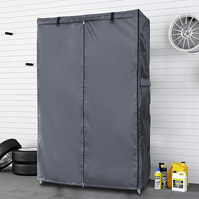 Waterproof Shelf Cover600D Heavy Duty Dustproof Storage Wire Rack CoversOutdoor Shelving Covers for Wire Shelves with Zipper 30''x14''x62''Clear Front.