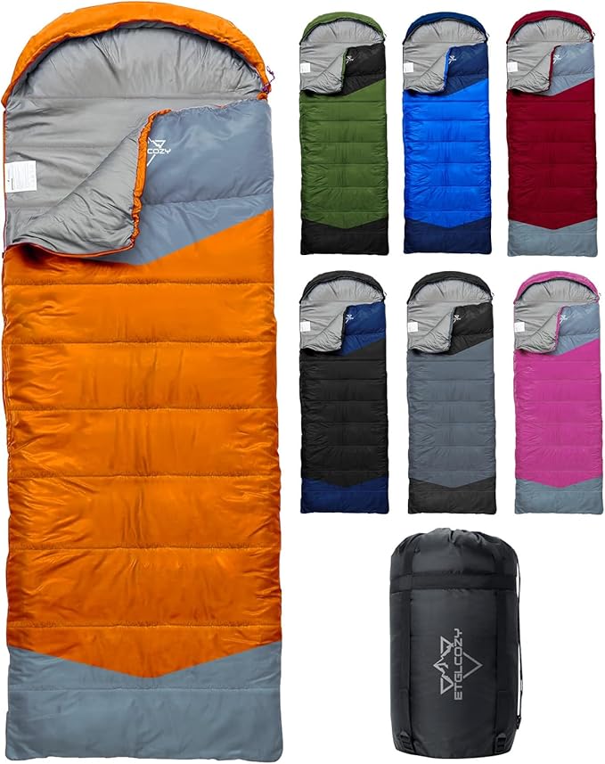 Lightweight 3-Season Sleeping Bag for Adults/Kids Camping Compact w/Compression Sack Waterproof Ripstop Portable for Backpacking Hiking Travel