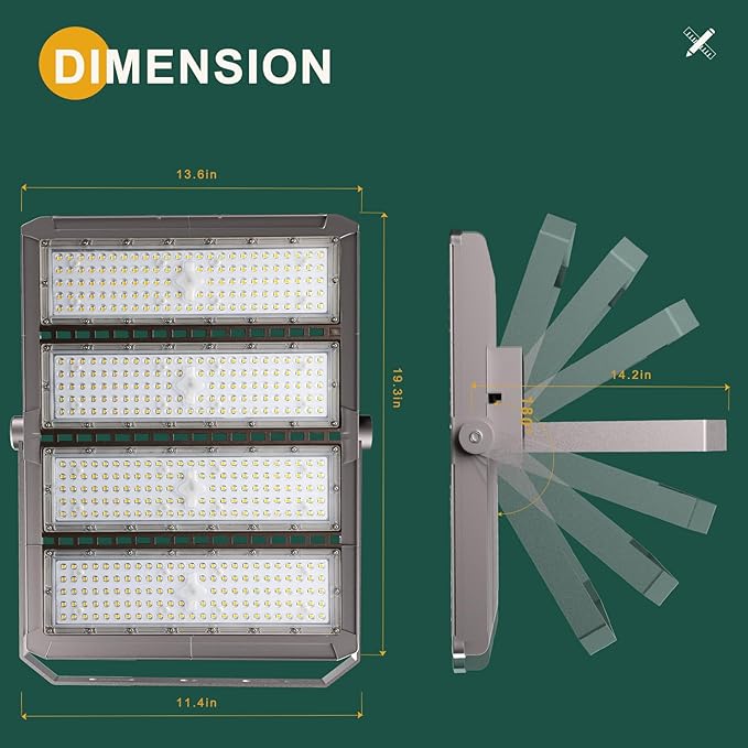 Stadium Lights Outdoor LED Flood Lighting 500W 75000LM (2000W Eqv.) Sports Count Light AC120-277V 5000K IP65 Waterproof Area Lighting -2Pack 5 Yrs Warranty