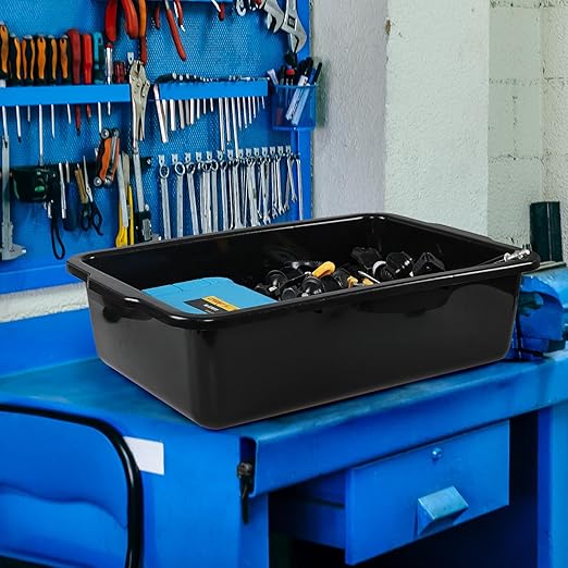 32 L Commercial Bus Tub Large Plastic Bus Box Black 4 Pack