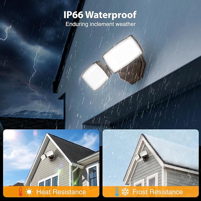 Onforu 3200LM Flood Lights Outdoor 32W 6500K LED Security Light Switch Controlled IP66 Waterproof Outdoor Lights Wall Mount Exterior Flood Light with 2 Adjustable Heads Floodlights Outside
