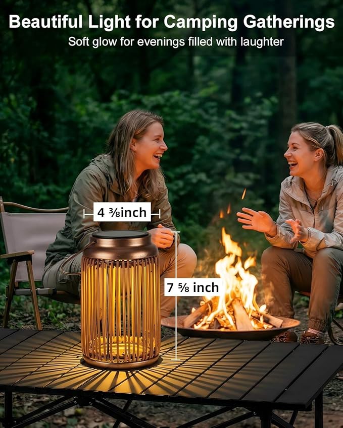 Solar Lanterns Outdoor Waterproof 2 Pack Hanging Rattan Solar Lights with Hummingbird Projection Garden Decor for Yard Patio Porch Gifts for Women Mom Grandma