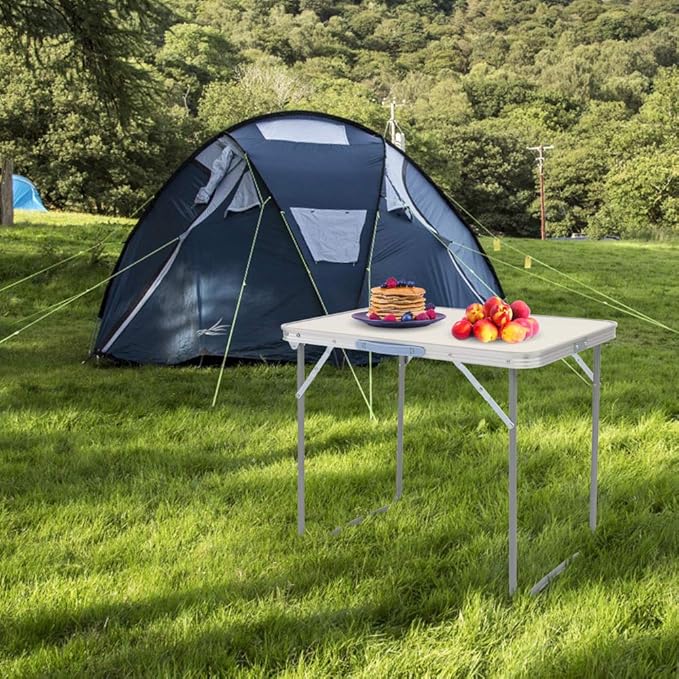 Folding Camping Table2.3FT Aluminum Folding Picnic TableHeavy Duty Utility TableIndoor Outdoor Portable Lightweight Beach with Carrying Handlefor BackyardPicnicPartyBBQ (White)