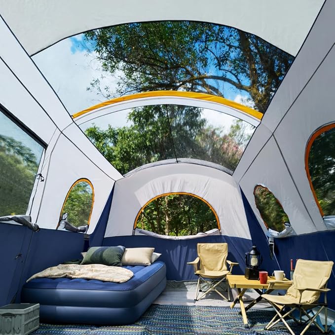 UNP Camping Tent 8 Person Waterproof Big Tunnel Tent with Screen PorchFamily Outdoor Large Tents for Camping 20' x 9' x 80in(H)