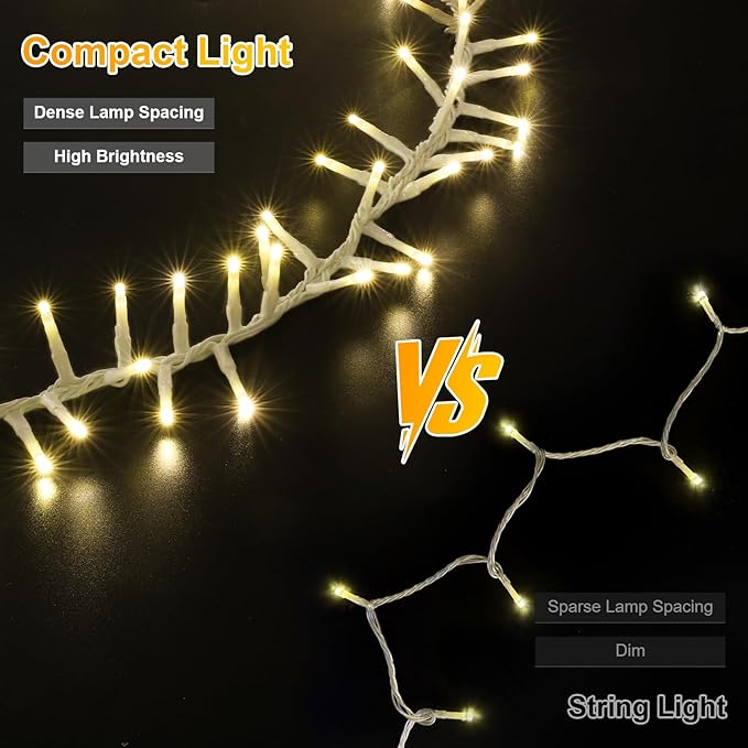 LAMPHOME 500 LED String Lights - 46ft 500LED Outdoor/Indoor Plug-in Twinkle Fairy Lights with 11 Modes - Warm White