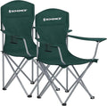 SONGMICS 2 Pack Folding Camping Chairs Load 330 lb Cup Holder and High Backrest Heavy-Duty Structure for Lawn Garden Fishing Terrace Dark Green UGCB08GN