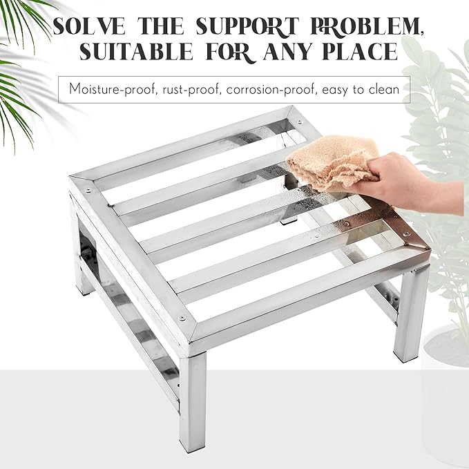 1 Pack Dunnage Rack 13.8 Long x 13.8 Wide 7.9 Height Stainless Steel Dunnage Rack 700+ Pound Capacity Storage Commercial Food Service Storage in Restaurant Kitchens Shop