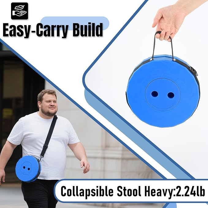 Upgraded Foldable Stool Thickened Set of 2 Portable Collapsible Stool Retractable Stool Foldable Portable Collapsible Chair for Fishing Hiking Tours BBQ Parties Outdoor Activities (Blue)
