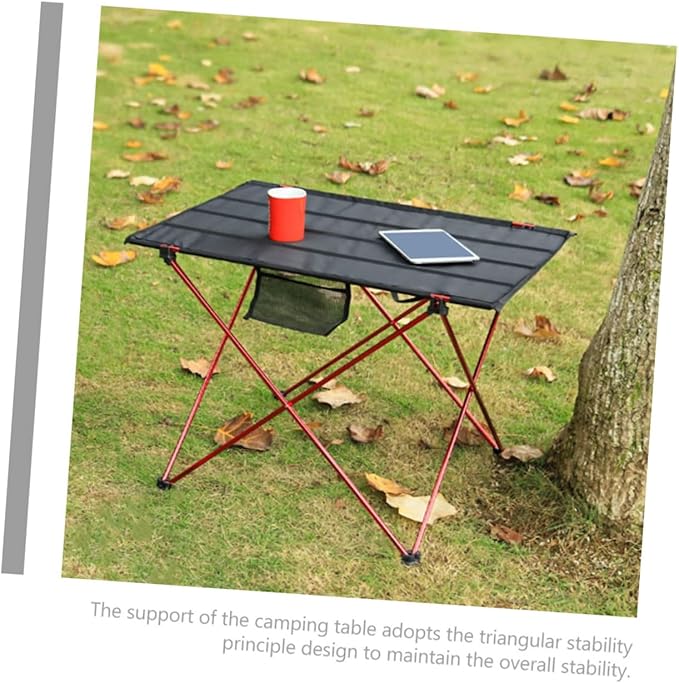 Portable Folding Camping Table and Compact Picnic Table Lightweight Aluminum Alloy Medium Red for Travel Beach Hiking and Car Camping
