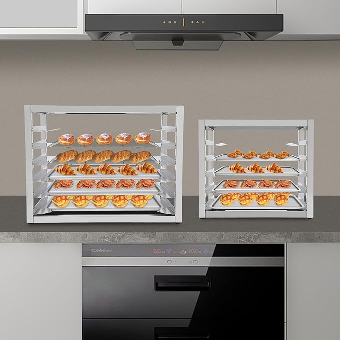 5 Tier Bun Pan Rack Aluminum Bakery Rack for Half or Full Sheets Commercial Dough Pizza Baking Tray Racks Storage Cooling Rack Bread Baking Equipment For Home Restaurant Kitchen (5 Tier)