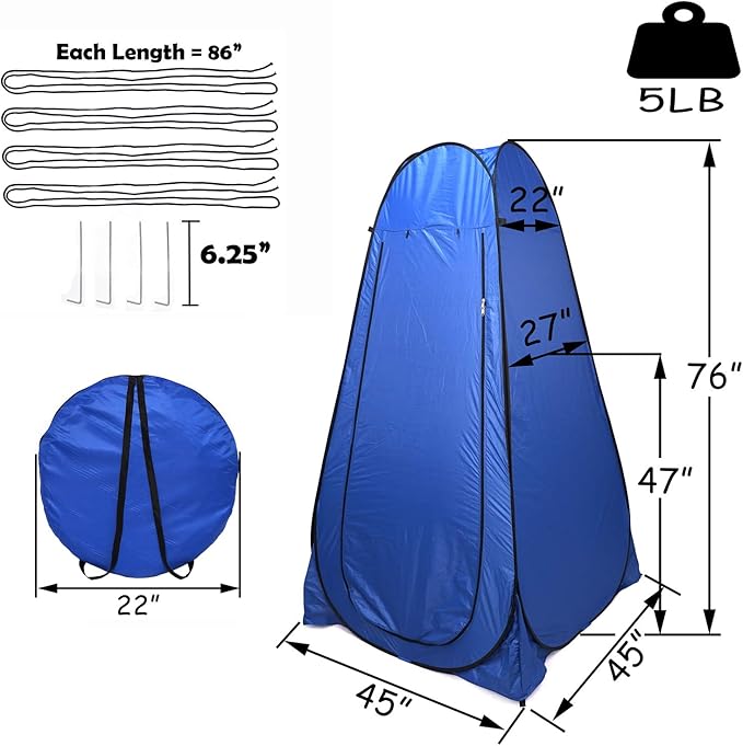 HTTMT- Pop Up Instant Tent Rain Shelter Privacy Tent Shower Toilet Bathroom Portable Changing Room for Beach Hiking Camping Outdoor Use in Blue (3 Colors Available) [P/N: ET-OUTDOOR005-BLUE]