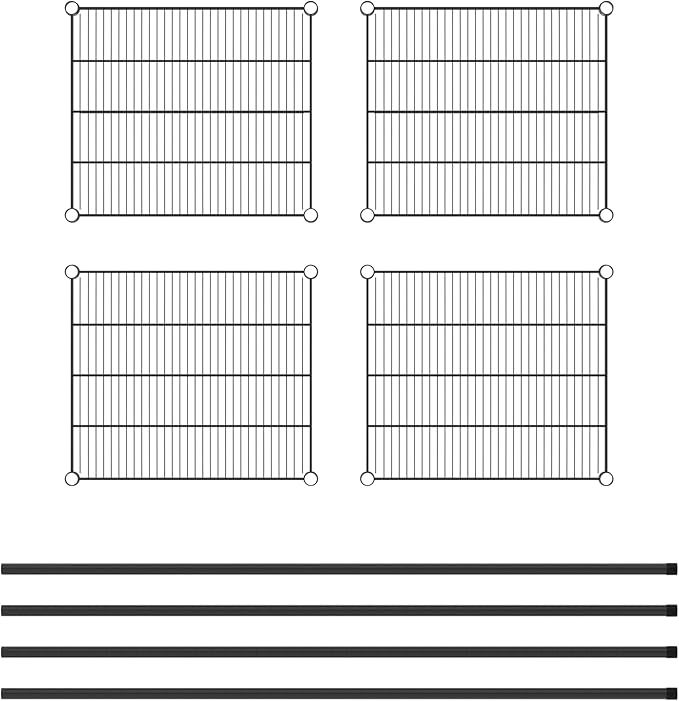 Commercial NSF Listed Black Epoxy Stationary Wire Shelving Kit 21 x 24 x 64 with 4 Shelves Perfect for Warehouse Walk-in Refrigerator Freezer Grocery Store Restaurant Dishroom