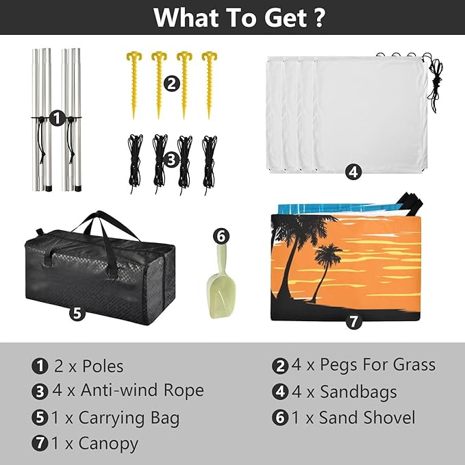 Bolaz Beach Canopy Tent Sun Shade9'×10.5' Large Family Beach Shade UPF50+- Outdoor Shade for Camping Trips FishingSummer Time